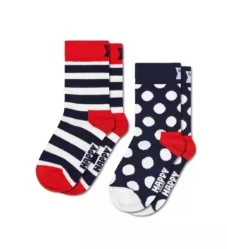 Носки Happy Socks "2-Pack Kids Stripe Socks" (упаковка, 2 пары), горошек и полоска, цвет Bunt