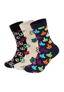 Носки Happy Socks 3 Pack Peace Victory Sign Thumbs Up Socks, цвет multi_coloured