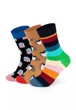 Носки Happy Socks 3 Pack Stripe Tea Milk, цвет multi_coloured