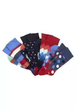 Носки Happy Socks (4 пары), подарочная коробка Multi Dots, цвет морской волны