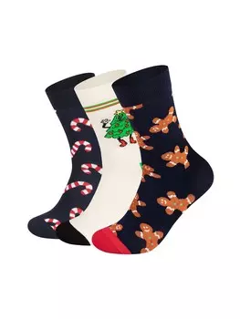Носки Happy Socks Gingerbread, Happy Tree and Candy Cane, цвет marine blue/Navy/White