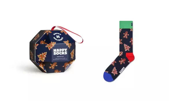 Носки Happy Socks (коробка), с пряничным мотивом, синий