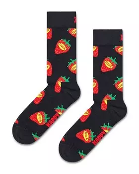 Носки Happy Socks Strawberry Fresh Crew, черный
