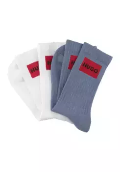 Носки HUGO Underwear "2P QS RIB LAB COL CC " (2 пары в упаковке, 2 шт. в упаковке), с вязаным логотипом HUGO BOSS, синий