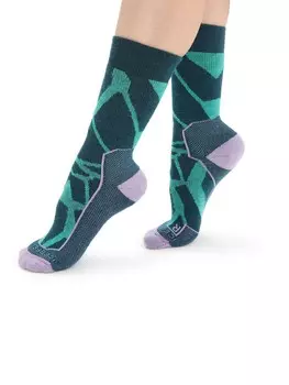 Носки Icebreaker W Hike+ Medium Crew Fractured Landscapes, зеленый