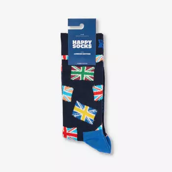 Носки из эластичного хлопка с флагом London Edition Happy Socks, синий