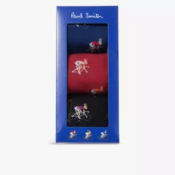 Носки из эластичного хлопка с кроликом, комплект из трех штук Paul Smith, мультиколор