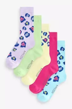 Носки из бамбука с леопардовым принтом, 5 пар в упаковке Wild Feet, синий