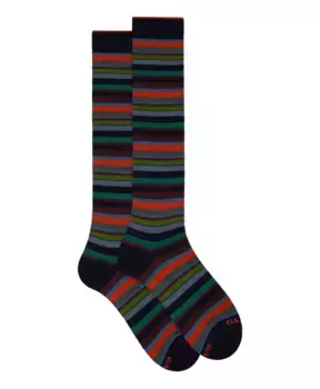 Носки из хлопкового кашемира в голубую полоску Gallo, мультиколор