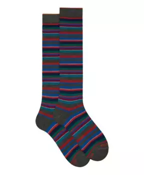 Носки из хлопкового кашемира в разноцветную полоску Gallo, мультиколор