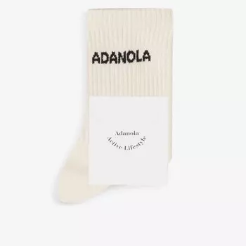 Носки из хлопковой смеси с принтом логотипа в рубчик Adanola, бежевый
