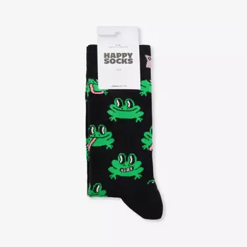 Носки из хлопковой смеси с принтом лягушки Happy Socks, черный