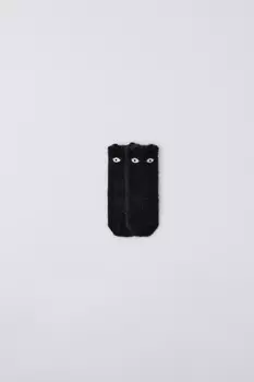 Носки из искусственного меха с кошками ZARA, черный