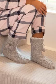 Носки из мягкой вязаной ткани Pour Moi, серый