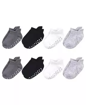 Носки из органического хлопка для маленьких мальчиков с нескользящим захватом для защиты от падения, однотонные, черные, серые Touched By Nature, черный