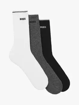 Носки из ребристого трикотажа в полоску HUGO BOSS, цвет White/Grey/Black