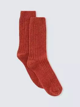 Носки из шерстяной и шелковой ткани в рубчик John Lewis, ржавчина