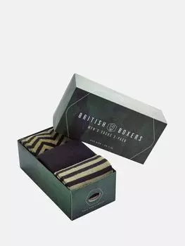 Носки из смеси хлопка с принтом до щиколотки British Boxers, черный/шалфей