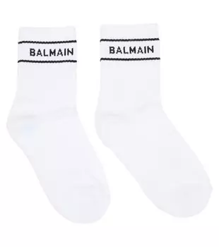 Носки из смесового хлопка с логотипом Balmain, белый