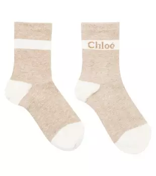 Носки из смесового хлопка с логотипом Chlo, бежевый
