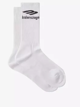 Носки из смесового хлопка с жаккардовым логотипом Balenciaga, белый