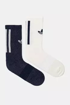 Носки из смесовой шерсти, 2 пары adidas Originals, темно-синий