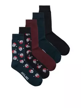 Носки JACK & JONES Socks JACXMAS SKULL, цвет petrol/burgundy/black