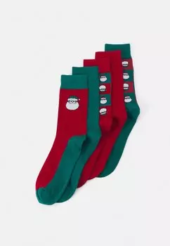 Носки JACSQUARE SANTA SOCKS 5 PACK Jack & Jones, темно-красный