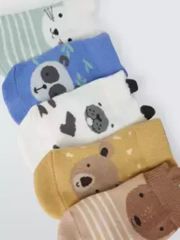 Носки John Lewis Baby Animals Organic Cotton Blend 5 шт, разноцветный