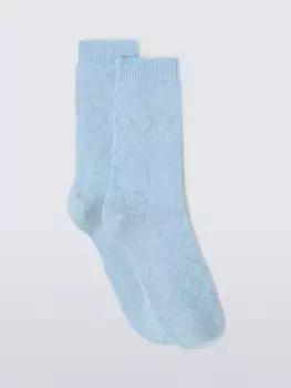 Носки John Lewis Diamond Cable Knit Wool Silk Blend Ankle, цвет light/blue