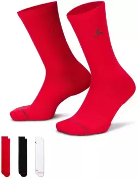 Носки Jordan Everyday Crew — 3 шт, цвет BLACK/WHITE/GYM RED/WHITE