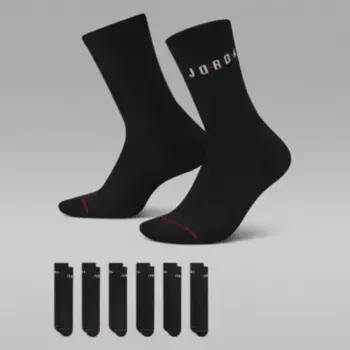 Носки Jordan Everyday Crew (6 шт), цвет Black/Gym Red/White