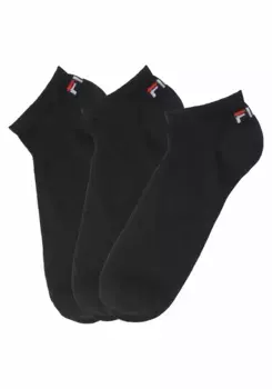 Носки-кеды Fila (3 пары), с вязаным логотипом на пятке, черный