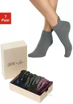 Носки-кеды LASCANA (коробка, 7 пар, коробка), с мелкой вышивкой, синий