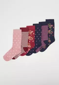 Носки Kids Socks Flowers Dots Stripes 6 Pack Ewers, цвет marone/tinte
