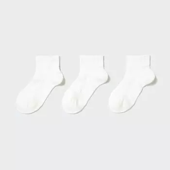 Носки короткие (3 пары, спортивные, ворсовые) UNIQLO, белый