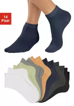 Носки короткие H.I.S (упаковка, 14 пар), с вязаным логотипом бренда на внутреннем поясе, цвет 2 X Wei, 2 X Hellgrau Meliert, 2 X Mint, 2 X Orange, 2 X Marine, 2 X Anthrazit Meliert, 2 X Schwarz