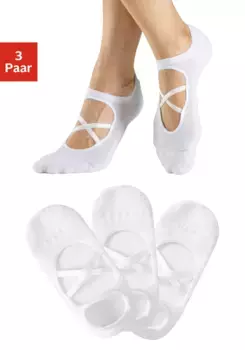 Носки LASCANA ACTIVE (3 пары в упаковке), с элегантно перекрещенными язычками, белый