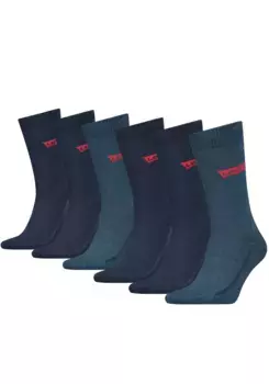 Носки Levi's (6 шт. в упаковке), с широким поясом с логотипом, джинсовый