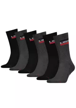 Носки Levi's (6 шт. в упаковке), с широким поясом с логотипом, черный