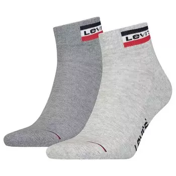 Носки Levis Mid Cut Sportswear Logo Quarter short 2 шт, серый