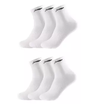 Носки LiNing до середины голени унисекс, 6 пар, White 3 Pack+Black White Gray 3 Pack