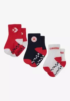 Носки LOGO QUARTER UNISEX 3 PACK Converse, цвет enamel red