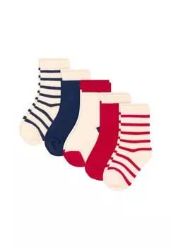 Носки LOT DE 5 PAIRES DE RAYURES Petit Bateau, цвет multicolor red navy