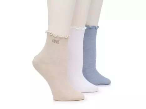 Носки Love Ruffle Women's Crew Socks - 3 Pack Steve Madden, синий/белый/бежевый