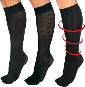Носки MedoVital Sttz Kniestrmpfe 3 шт, черный