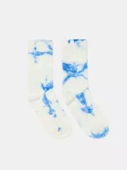 Носки миди в рубчик Tie-Dye B.Angel, цвет white/blue