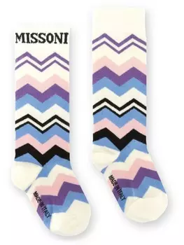 Носки Missoni Kids с логотипом, вязанные интарсией, белый