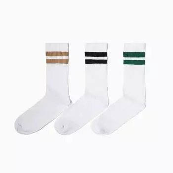 Носки мужские Bershka Set Of 3 Pairs Of Striped, белый