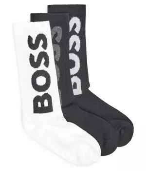 Носки мужские Boss с логотипом бренда 3 пары, белый/серый